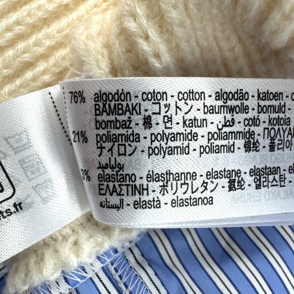 Zara Knit Womens Sweater Shirt Contrast Beige Blue Striped Oversized XS-S NEW - Picture 7 of 14